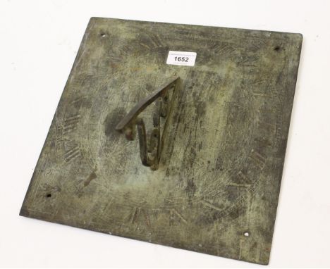 Late 19th / early 20th patinated bronze sundial, inscribed ' Hours of Sunshine ', 30cm square 