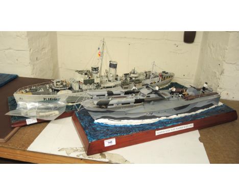Two model boats HMS Snowberry 1/72 scale and a Vosper MTBSnowberry 65cm x 18cm x 17cmVosper 94cm x 38cm x 17cm 