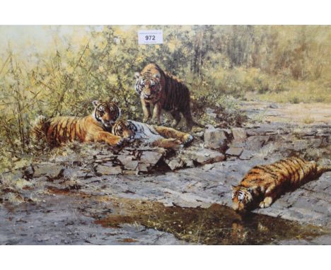 David Shepherd, signed Limited Edition print No. 197 of 1000, ' The Tigers of Bandhavgarh ', 40 x 68cm, together with another