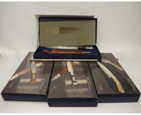 Four various Hanwei Bowie type hunting knives in original boxes 