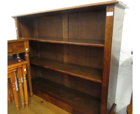 Victorian mahogany three shelf open bookcase on a plinth base123cm wide 