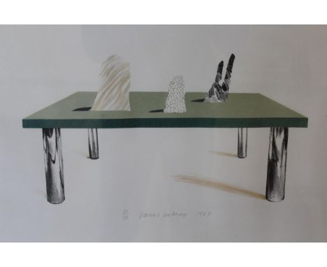 David Hockney, signed Limited Edition, lithograph, glass table with objects, no. 51 of 75, 42.5 x 54cm, framedGood condition 