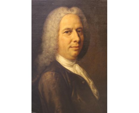 18th Century Irish school, oil on canvas, half length portrait of a gentleman, unsigned, inscribed to the stretcher ' George 