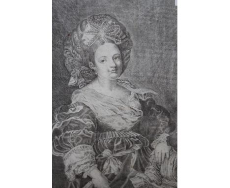 Charcoal drawing, portrait of a lady with an African boy, signed  'Fran.. Monaco ' (Francesco Monaco?), 40 x 30cm, ebonised f
