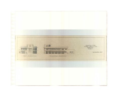 Gloss finished photographic print of an architectural sketch by American architect Walter DeGarmo, who was known for his Miss