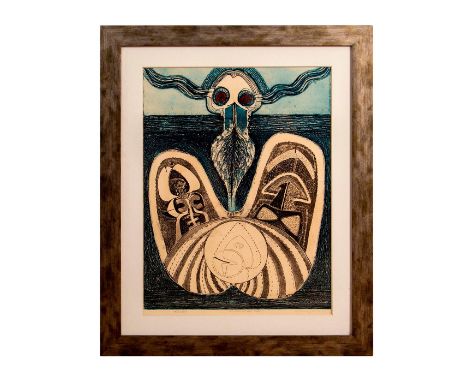 Aquatint Etching Titled "El Fondo del Mar". Numbered 19/20 lower left, pencil signed and dated 1970 lower right. Measures 31.