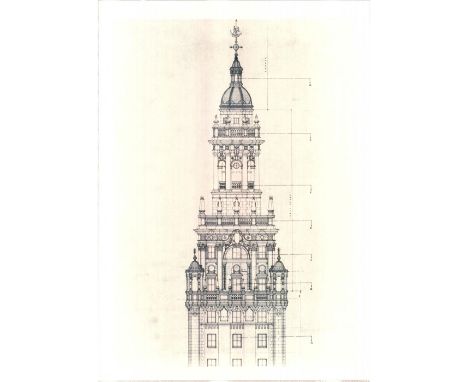 This print is ofÂ&nbsp;the rendering ofÂ&nbsp;the architectural design of the Miami News Tower (Front Elevation) of The Miami