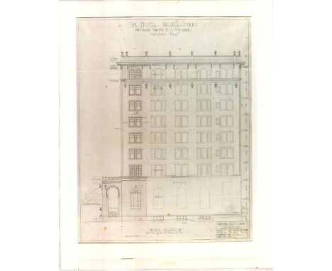 Gloss finished photographic print of an architectural sketch by American architect Walter DeGarmo, who was known for his Miss