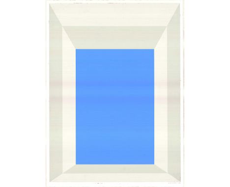 Artist and theorist Josef Albers created this serigraph poster for the 1972 Munich Olympic Games. It represents a sky-blue re