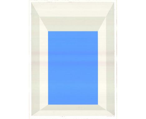 Artist and theorist Josef Albers created this serigraph poster for the 1972 Munich Olympic Games. It represents a sky-blue re