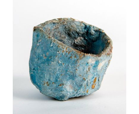 Mixed media. Light blue coloration with hints of gold. Artist: Miriam BloomIssued: 20th centuryDimensions: 4""W x 4""HCountry