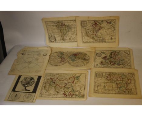 A SMALL GROUP OF "EMAN BOWEN" MAPS CONSISTING OF NORTH AMERICA, SOUTH AMERICA, ASIA (DATED 1747), AFRICA (1747), EUROPE AND "