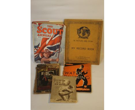 SCOUTING INTEREST BOOKS to include 'The Scout Annual' 1953, 'B.P.'s Family In Picture and Story My Record Book' (A/F) togethe