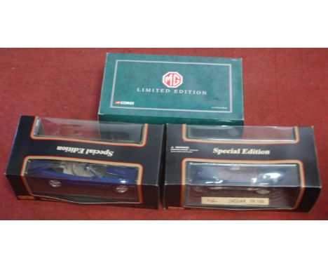 A collection of assorted boxed modern issue diecast toy vehicles, to include; Maisto 1.18 scale model of a Jaguar XK8, boxed 