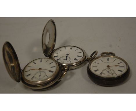 A Victorian silver cased hunter pocket watch having enamel dial with Roman numerals and subsidiary seconds dial, together wit