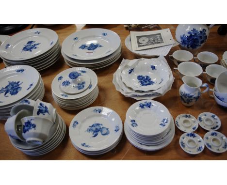 A Royal Copenhagen porcelain part  tea and dinner service in the Blue Flowers pattern, printed mark verso   Condition Report 