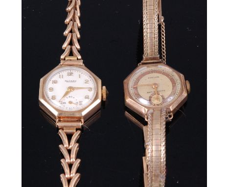 A Centaur ladies 9ct gold cased wristwatch, having manual wind movement; together with a Rotary ladies 9ct gold cased wristwa