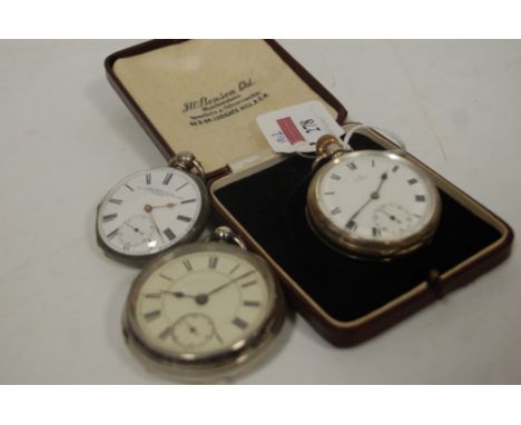 A George V silver cased open faced pocket watch having enamel dial with Roman numerals and subsidiary seconds dial, signed Co