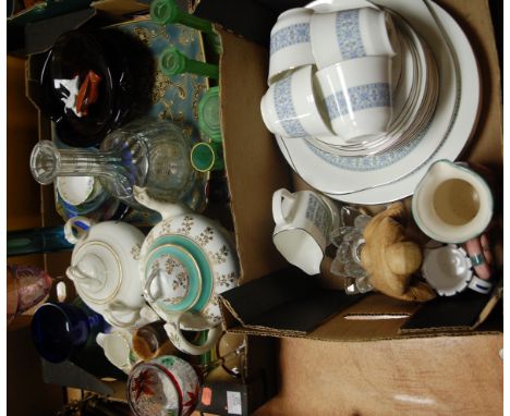 Two boxes of miscellaneous china and glassware to include Royal Doulton part tea service in the Counterpoint pattern H5025