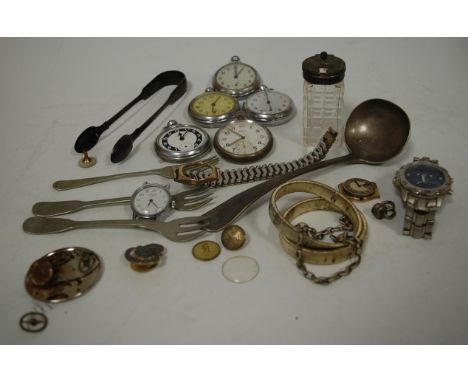 A small collection of miscellaneous items to include a Buren Grand Prix military issue nickel cased open faced pocket watch h