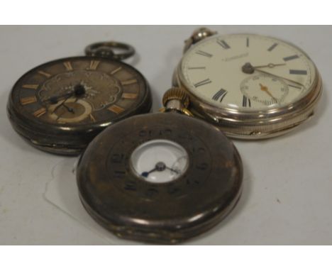 A Victorian silver cased open faced pocket watch having enamel dial with Roman numerals and subsidiary seconds dial signed E 