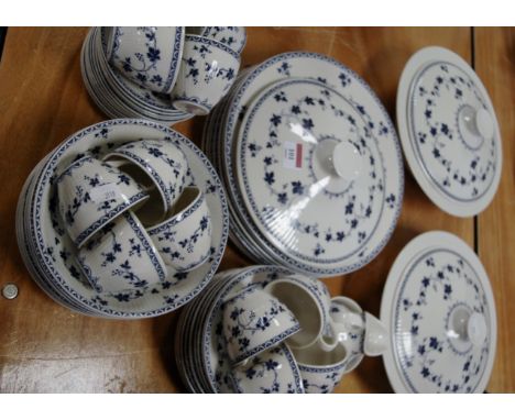 A Royal Doulton part tea and dinner service in the York Town pattern TC1013 to include tureens and covers, teacups and saucer