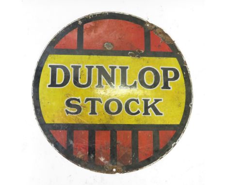 Enamel sign - “Dunlop stock” 61cm diameter