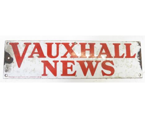 Enamel sign - “Vauxhall News”, 47cm x 13cm