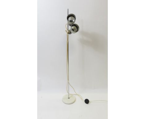 A vintage/mid century twin spotlight standard floor lamp on weight base, 121cm 