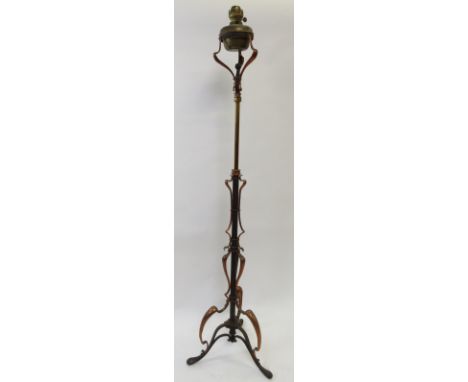 An Arts and Crafts standard lamp, possibly by W.A.S. Benson, 192cm high