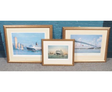Two limited edition prints of The Cunard. Including 'Transatlantic Arrival' after Gordon Bauwens, signed in pencil by the art