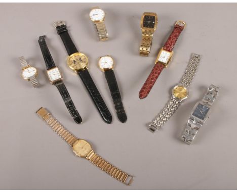 A collection of gents quartz wristwatches. Sekonda, Lorus, Rotary  
