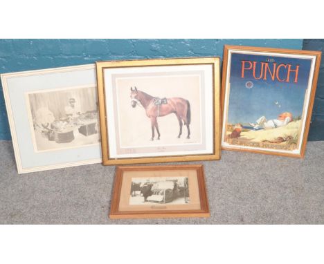 A collection of framed prints &amp; pictures. Neil Cawthorne  'Red Rum' framed print etc  