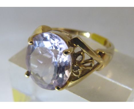 New old stock 9ct gold large amethyst and diamond ring, size N