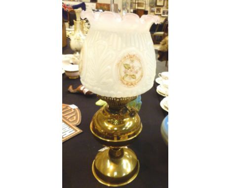 Brass oil lamp with shade and chimney