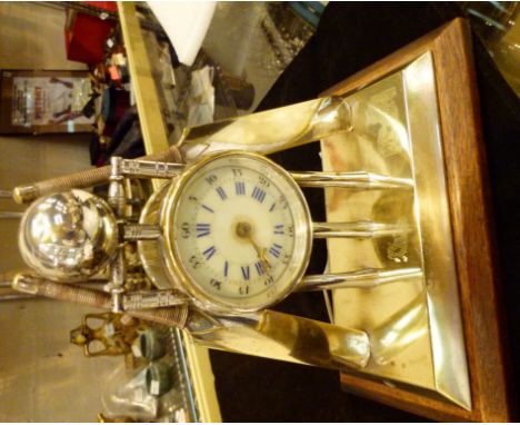 Silver plated clock with Cricket theme, featuring bats, stumps and ball. Enamel clock face with replacement movement