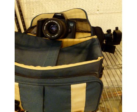 Canon EOS 500 camera with lenses bag and tripod