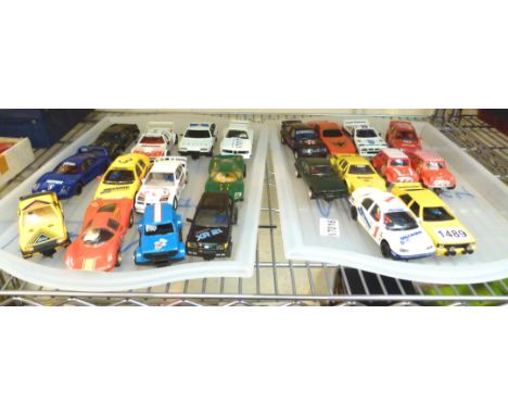 Miniature tank engine boxed car transporter and C232 wagon plus two unboxed wagons