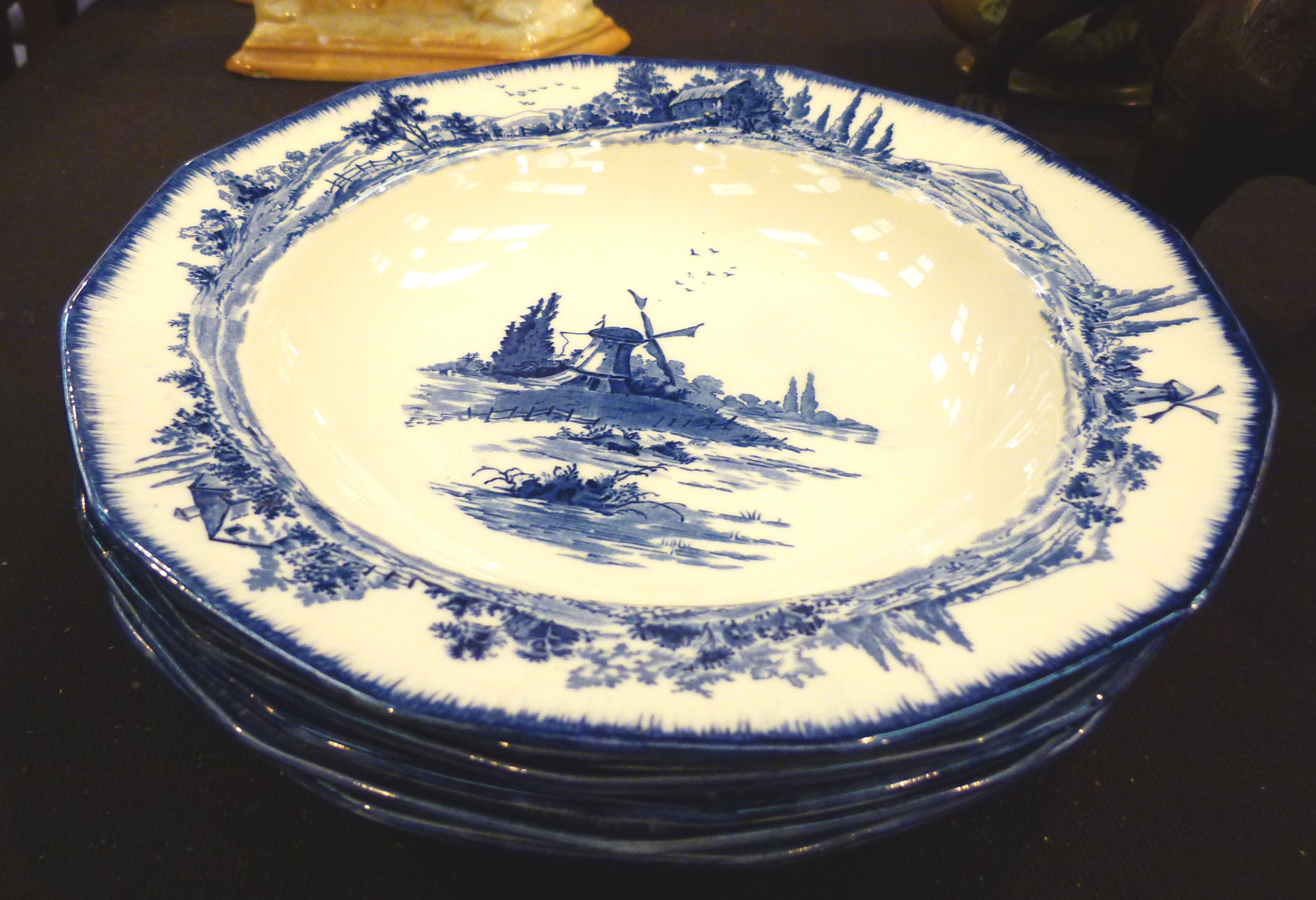 Six Royal Doulton Norfolk pattern soup bowls