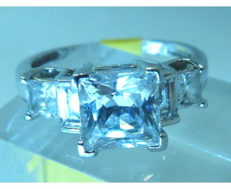 Sterling silver fancy cubic zirconia ring