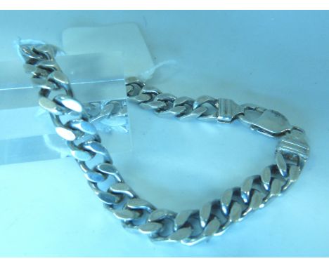 Sterling silver solid curb bracelet