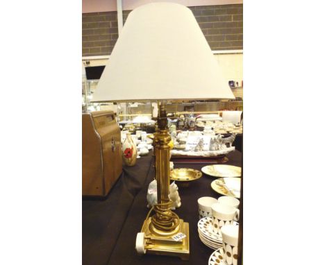 Brass table lamp and shade