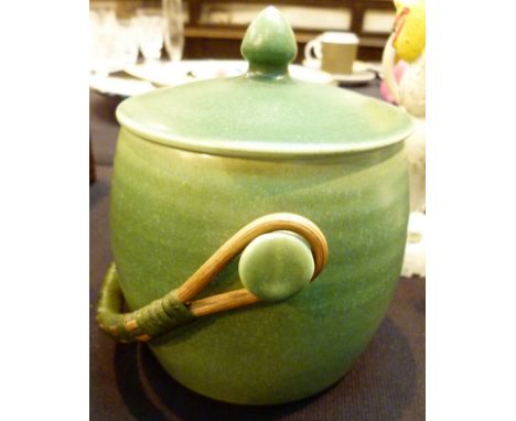 Poole Pottery green lidded biscuit barrell