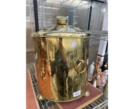 A VINTAGE BRASS COAL BUCKET (A/F)