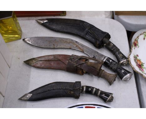 FOUR GURKHA KUKRI KNIVES