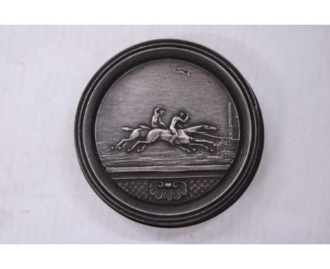 A BRONZE GRAND NATIONAL STEEPLECHASE SNUFF BOX