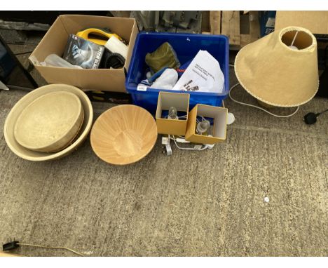 AN ASSORTMENT OF ITEMS TO INCLUDE A STEAM CLEANER, GOLF BALLS AND A LAMP