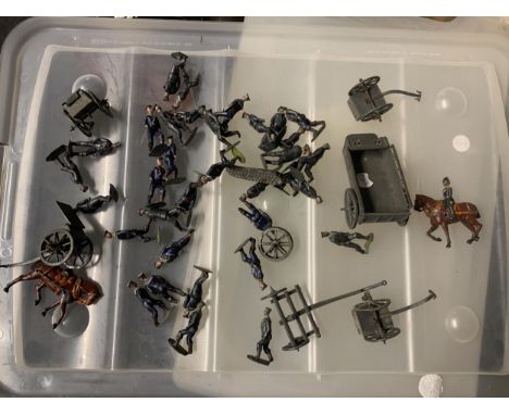 A COLLECTION OF , BELIEVED TO BE BRITAINS, VINTAGE SOLDIERS, SAILORS AND AMMUNITION BOXES - SOME A/F