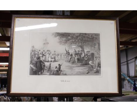 TWO FRAMED PRINTS OF VINTAGE FRENCH SCENES TO INCLUDE 'VEILLE DE NOCE', AND 'REPOS PENDANT LES MANOEUVRES'