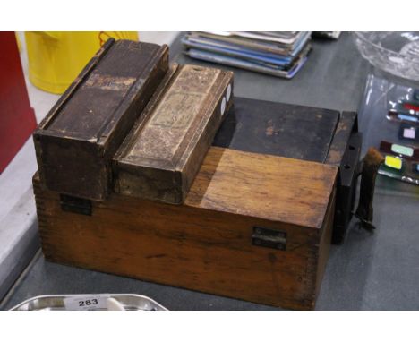 TWO BOXES OF COLOURED MAGIC LANTERN SLIDESWITH MYTHICAL AND VICTORIAN SCENES PLUS THREE SETS OF MAGIC LANTERN STRIP SLIDES IN